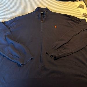 NWOT Mens Polo Ralph Lauren 4XLT Pima Cotton 1/4 Zip Navy Blue Pullover Sweater